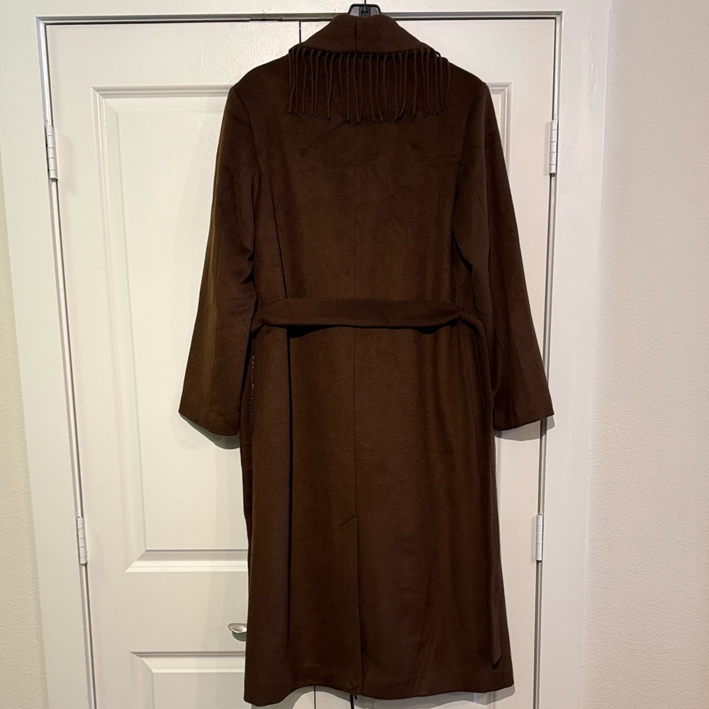 MILLY Wyatt Brown Wool Fringe Coat - Picture 5 of 7